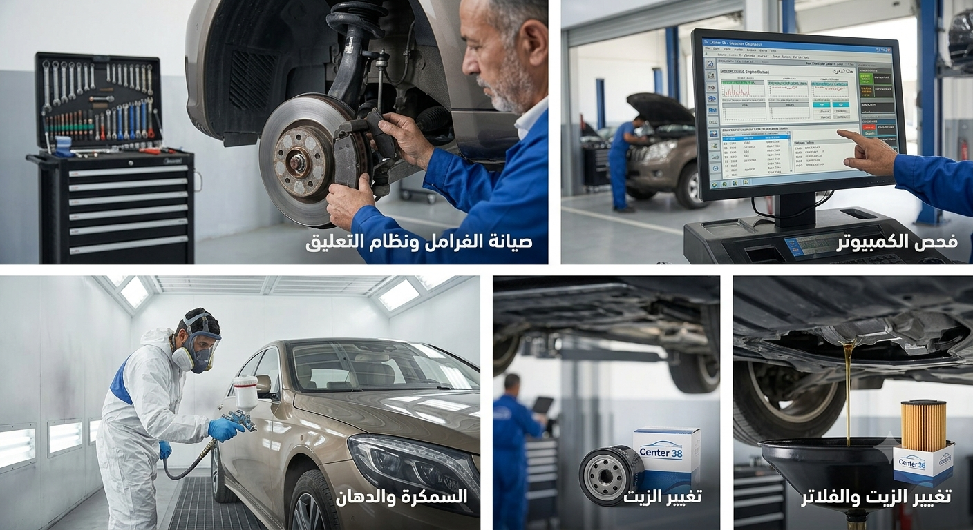 صيانة الفرامل وفحص الكمبيوتر وتغيير زيت السيارات